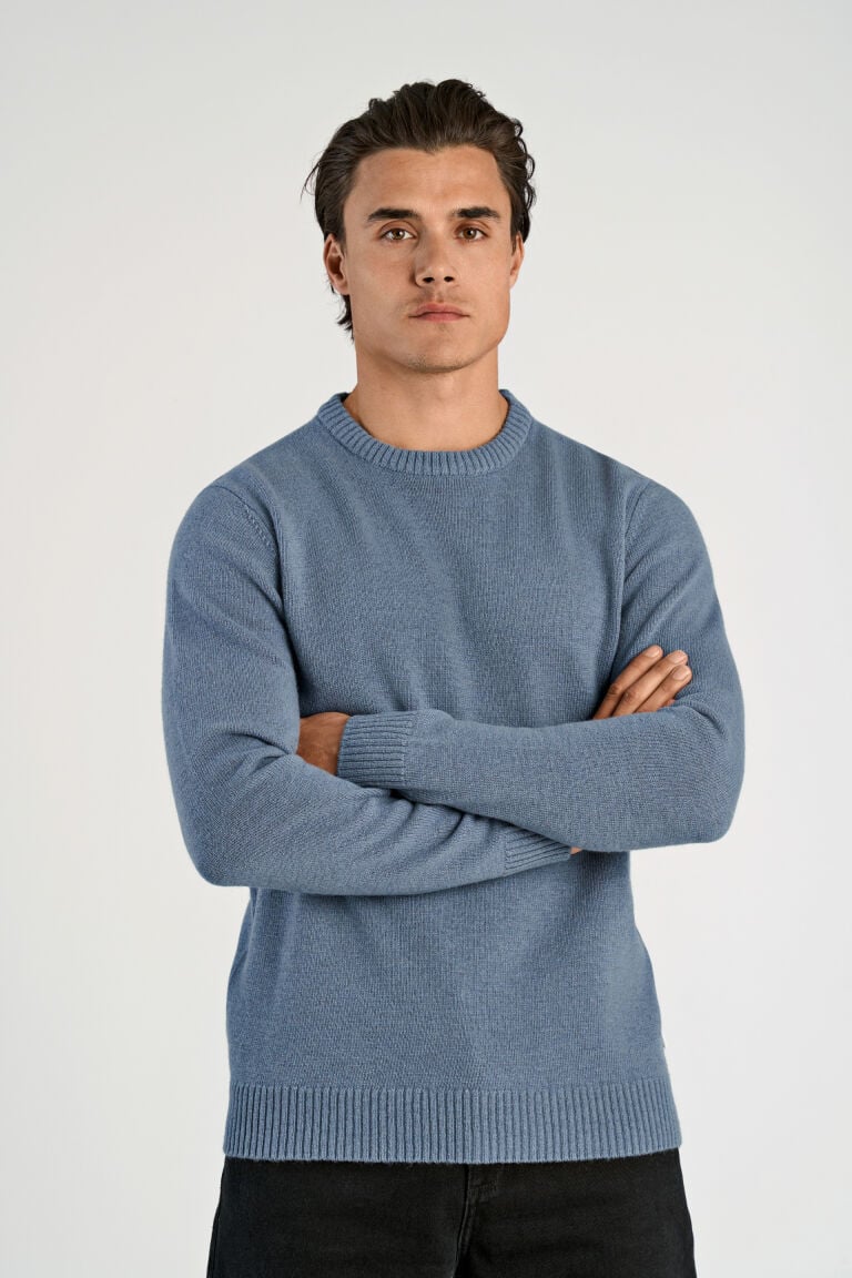 Lambswool O-Neck Knit Blue Ice Mel