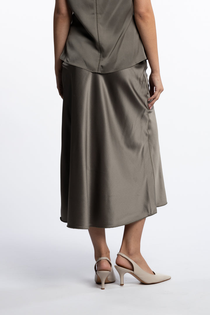 Hana Satin Skirt- Light military