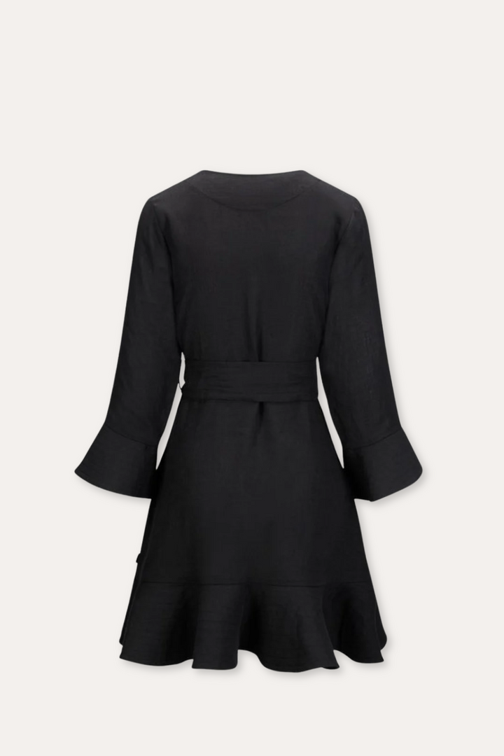 Gabrielle Linen Dress- Black