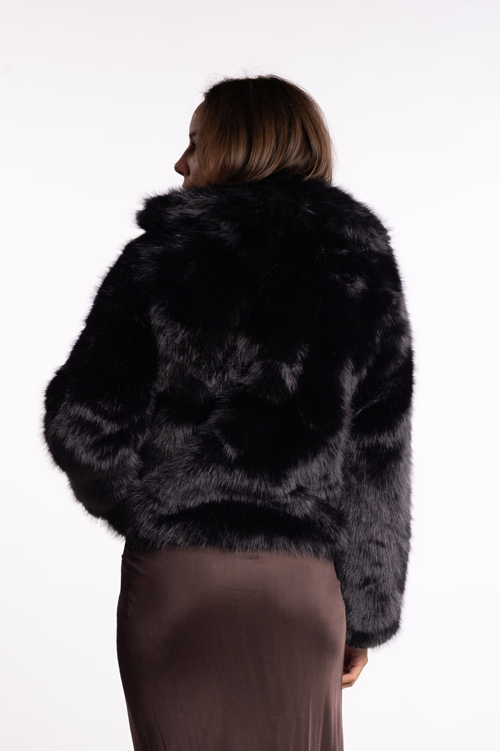 Sofia Fake Fur Jacket- Black