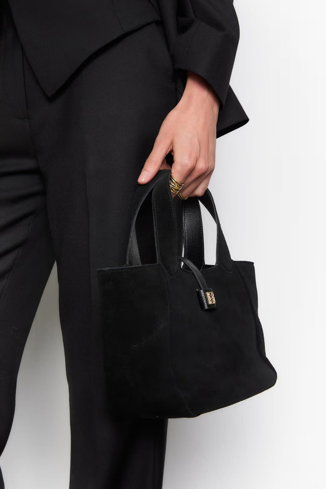 Lucille Tote Bag Small - Black Suede