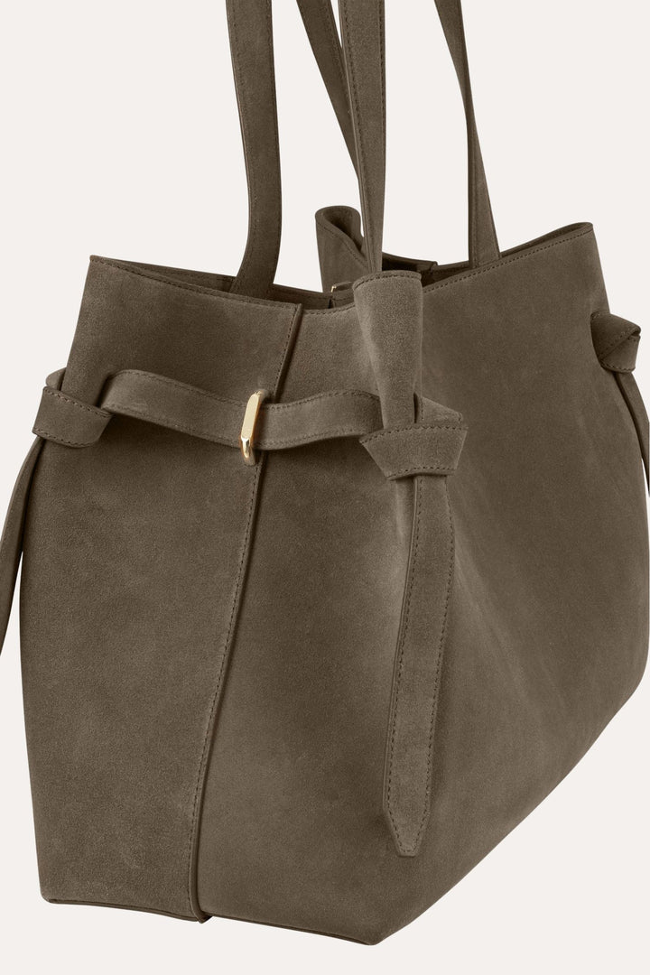 Gyoza Tote- Taupe Suede