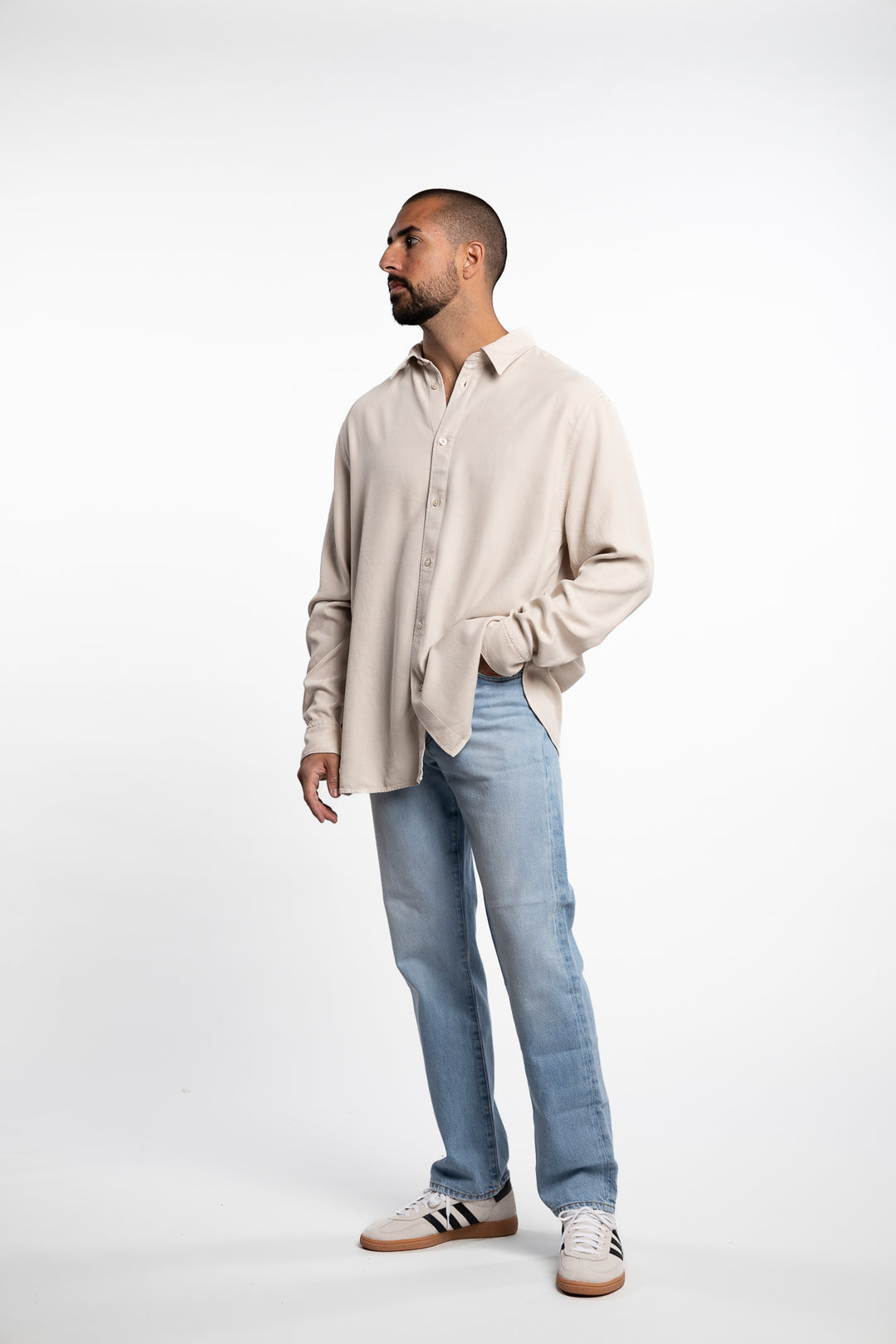 Reg LS Struct Gmd Tencel Shirt Moonbeam