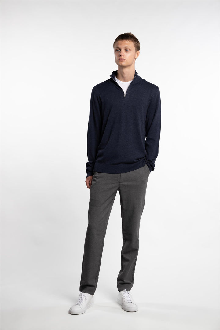 Half Zip Mélange Knit Navy Mix