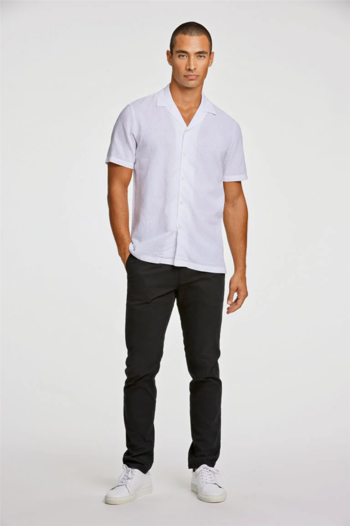 Casual Linen Blend Resort S/S White