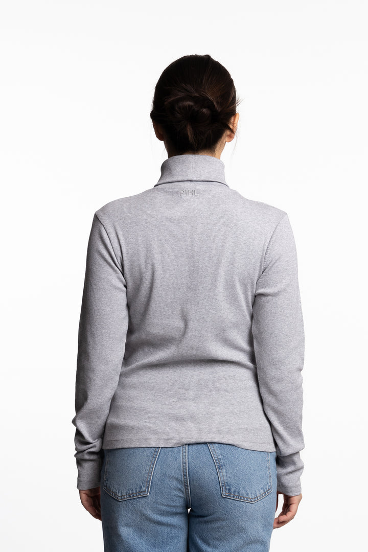 Petra Rib Turtleneck- Light Grey Melange