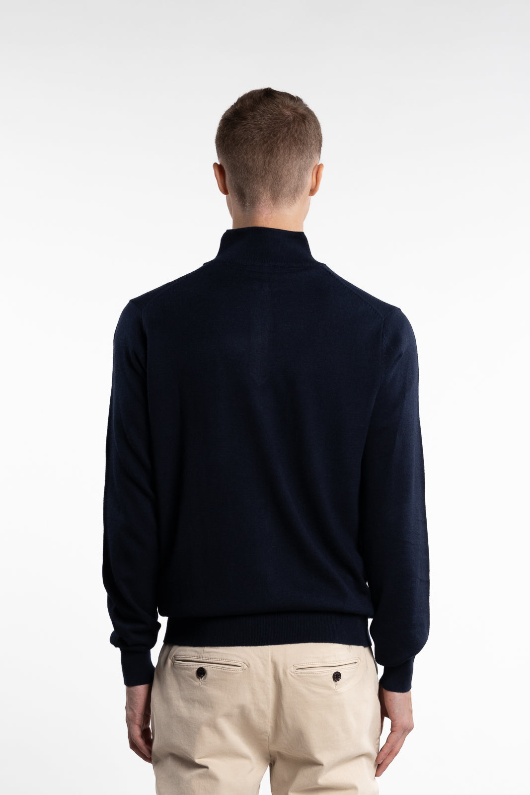 Knitted Wool Cashmere Half-Zip Blue