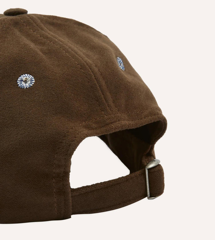 Horse Applique Moleskin Baseball Cap Brown