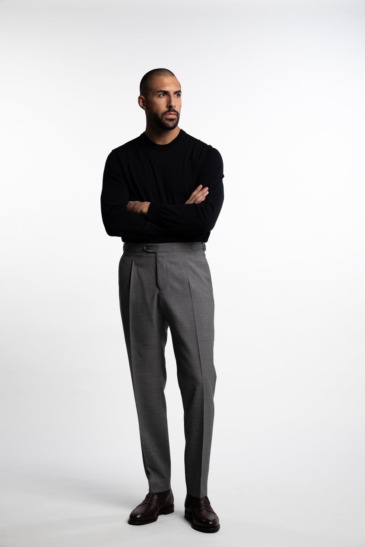 Prato Pleated Wool Trouser Grey Melange