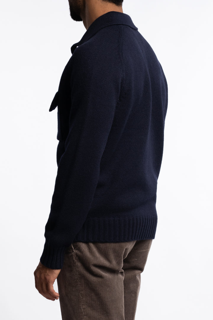 Super Geelong Jacket With Buttons And Shirt Collar Navy