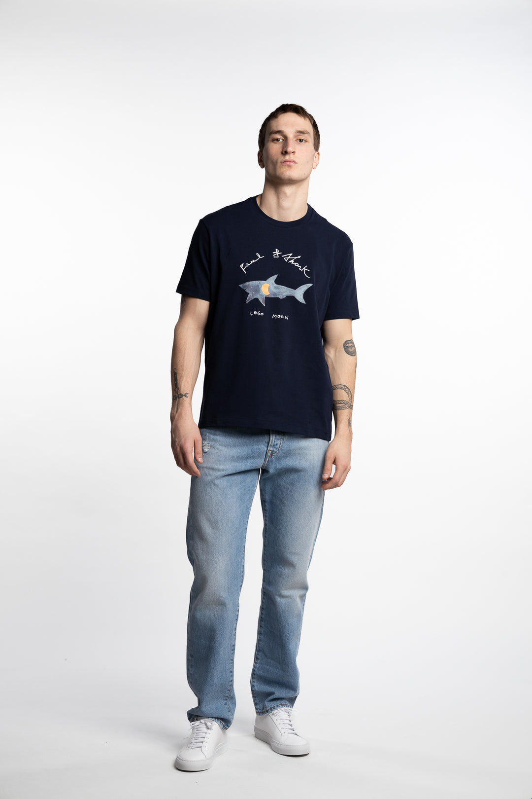 Printed Logo Cotton Jersey T-Shirt Navy