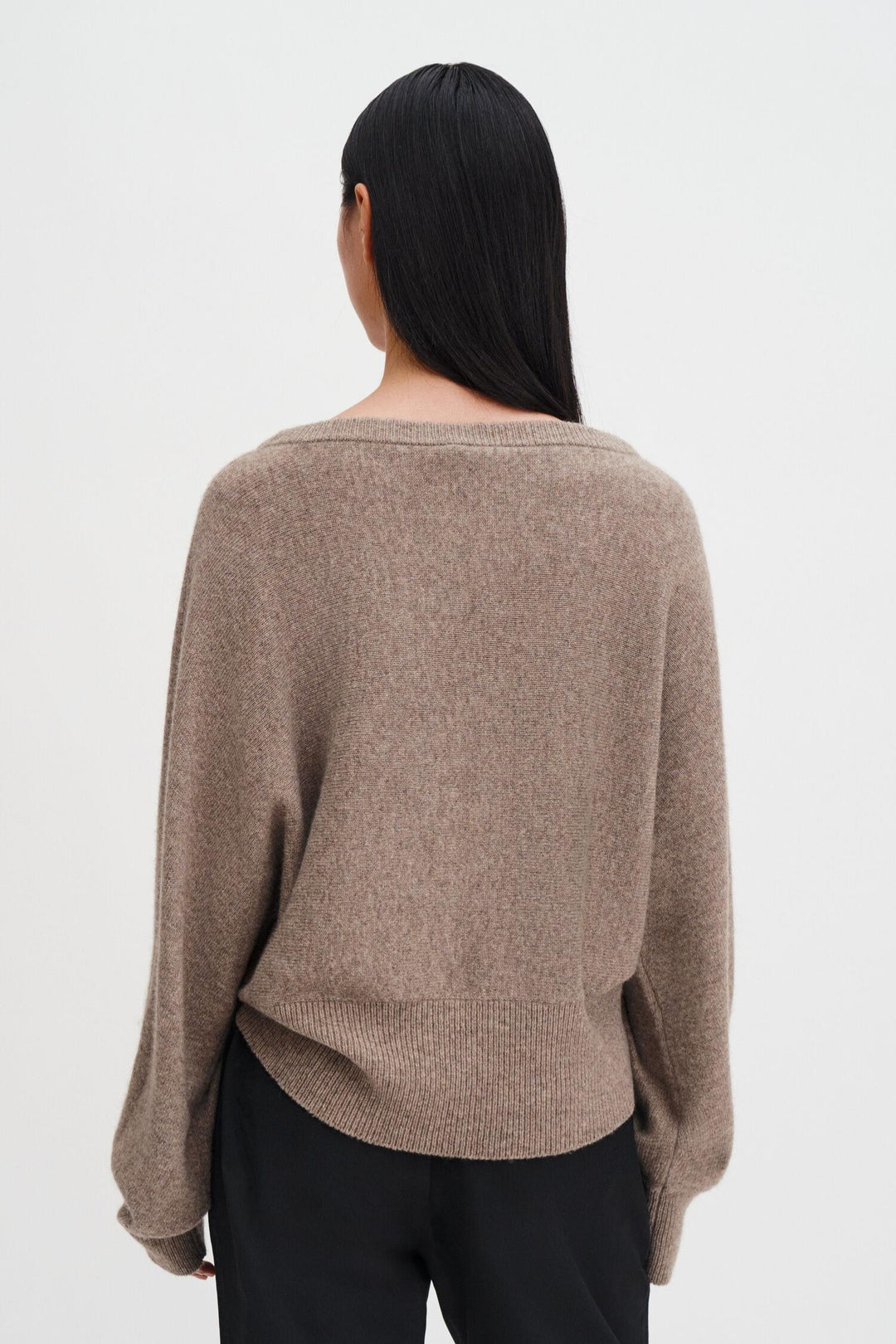 Wool Yak Boatneck Sweater- Taupe Beige