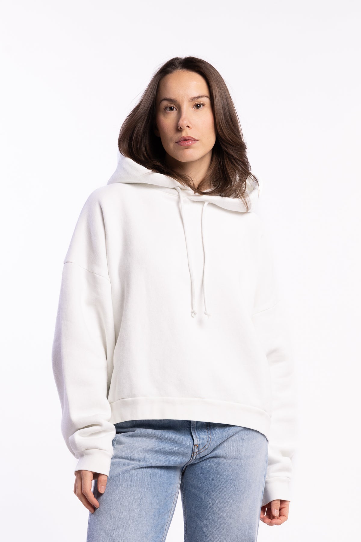 Logo Fleece Hoodie- Ice White