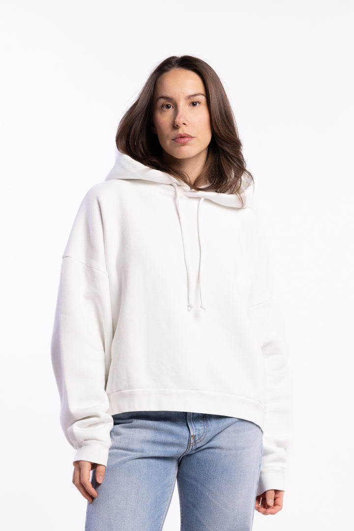 Logo Fleece Hoodie- Ice White