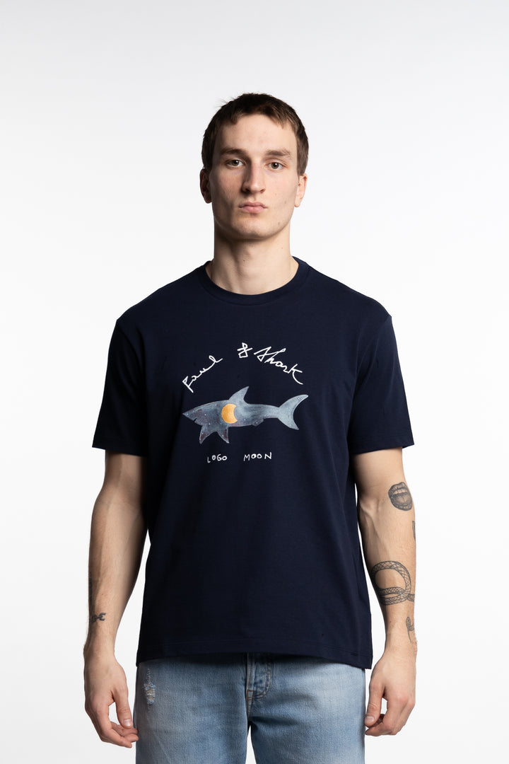 Printed Logo Cotton Jersey T-Shirt Navy