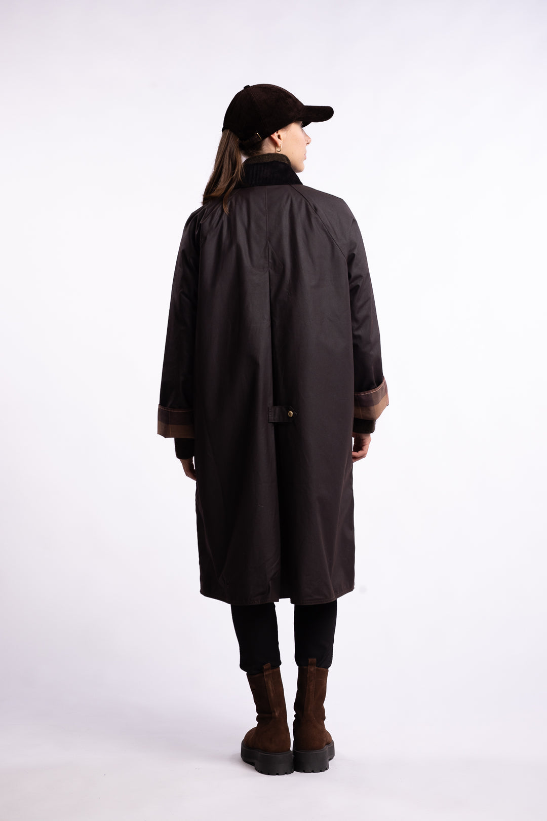 Long Evette Wax Jacket- Rustic