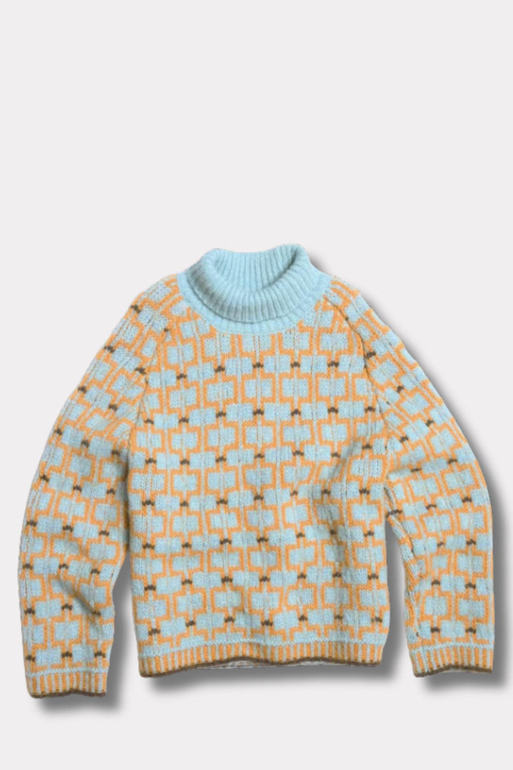Norwegian Wool Turtleneck - Blue Mix