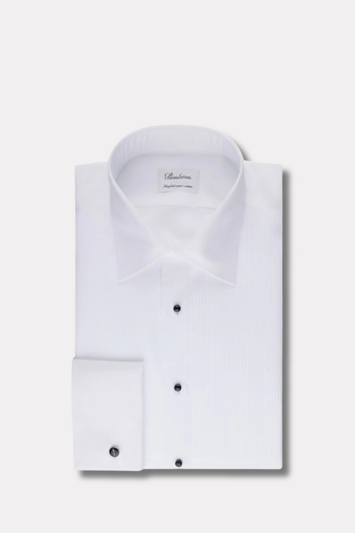 Slimline Pleated Smoking Shirt White