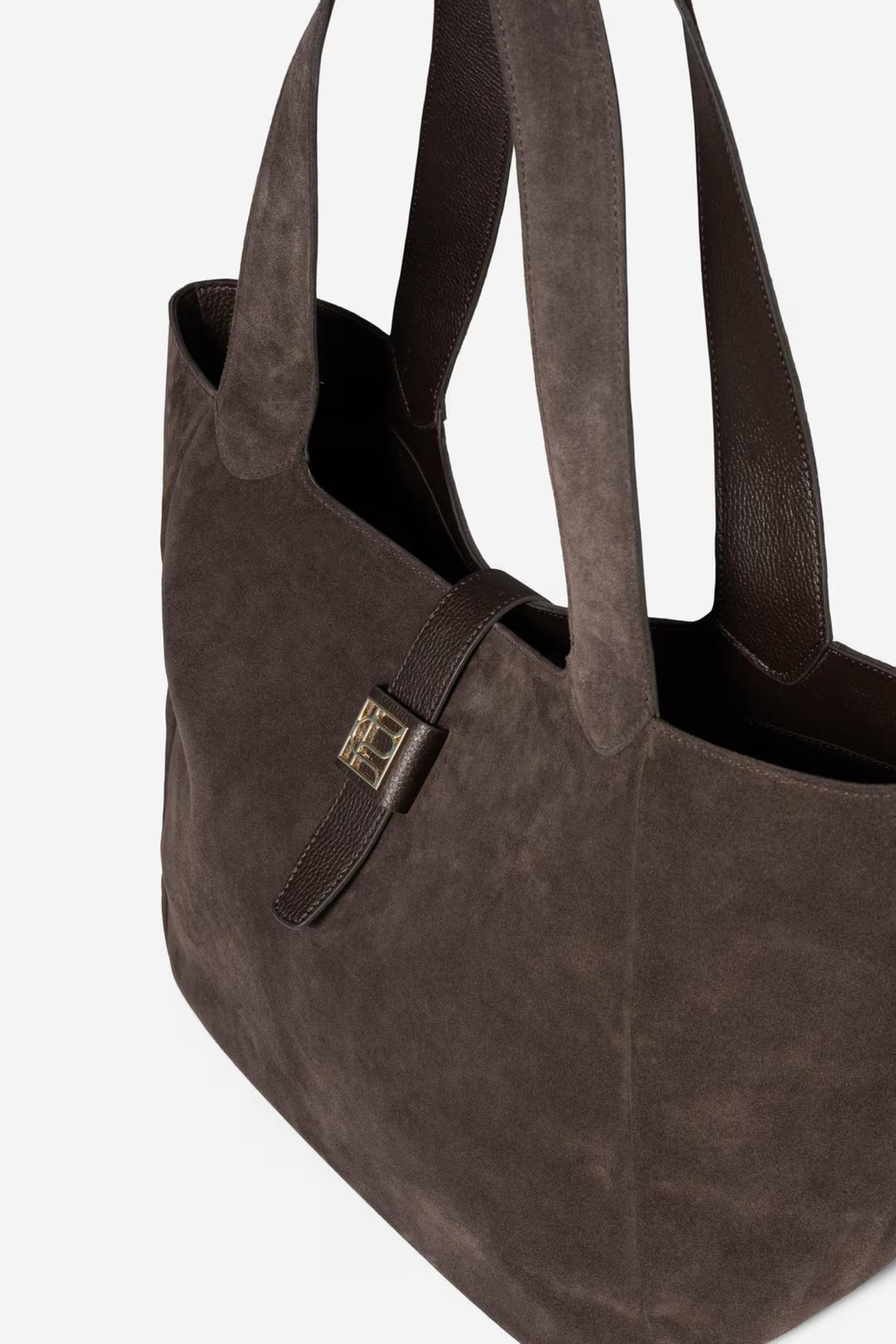 Lucille Tote Bag Large- Dark Brown Suede