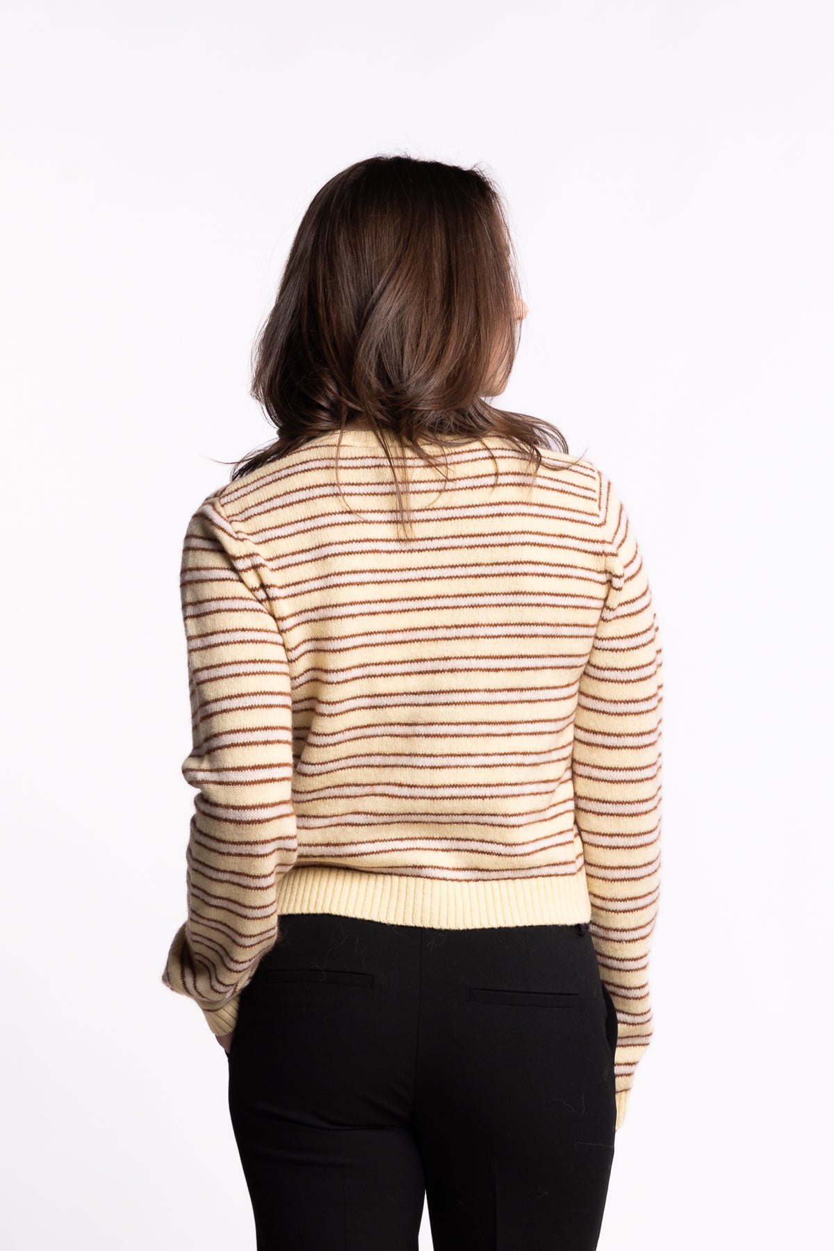 Stripe Wool Cardigan- Lt Yellow Stripe