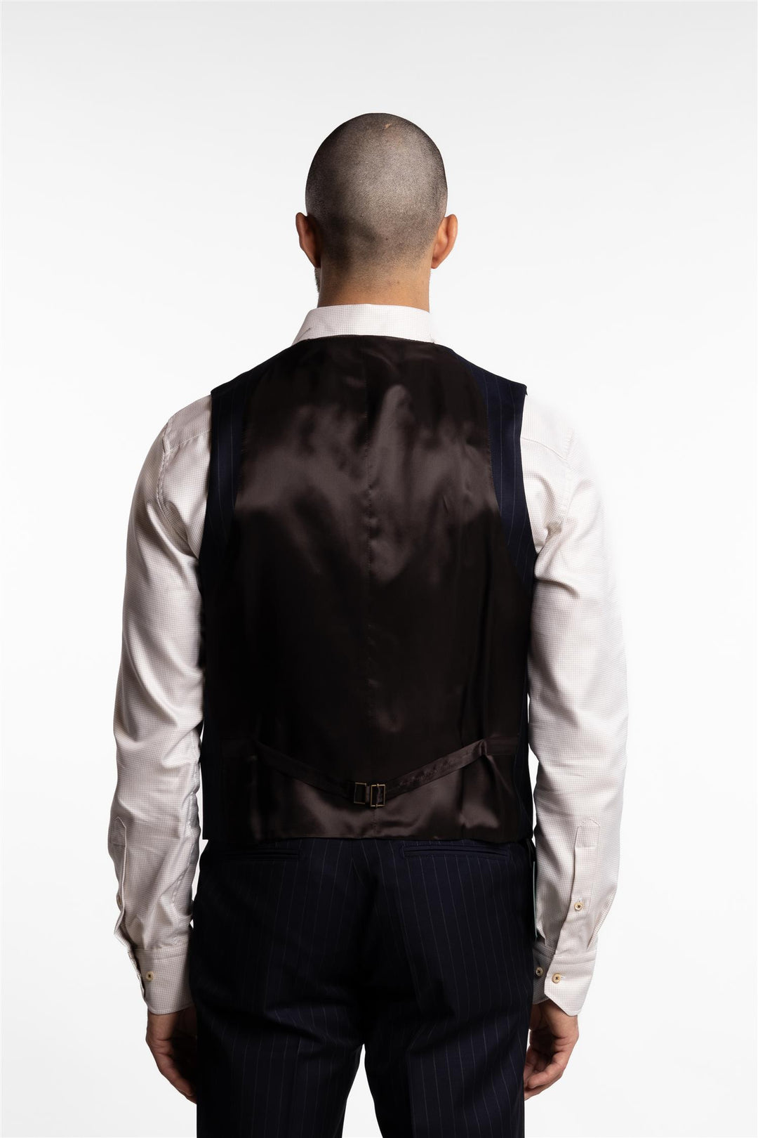 Veneto Double-Breasted Waistcoat Navy Pinstripe