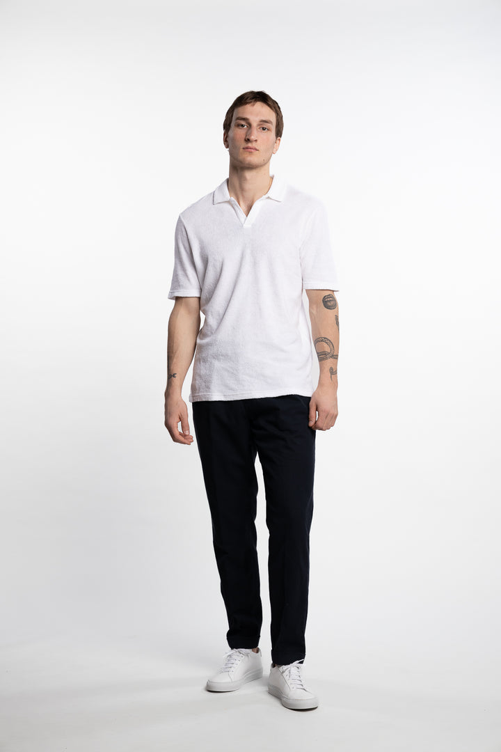 Terrycloth Polo T-Shirt Short Sleeve White