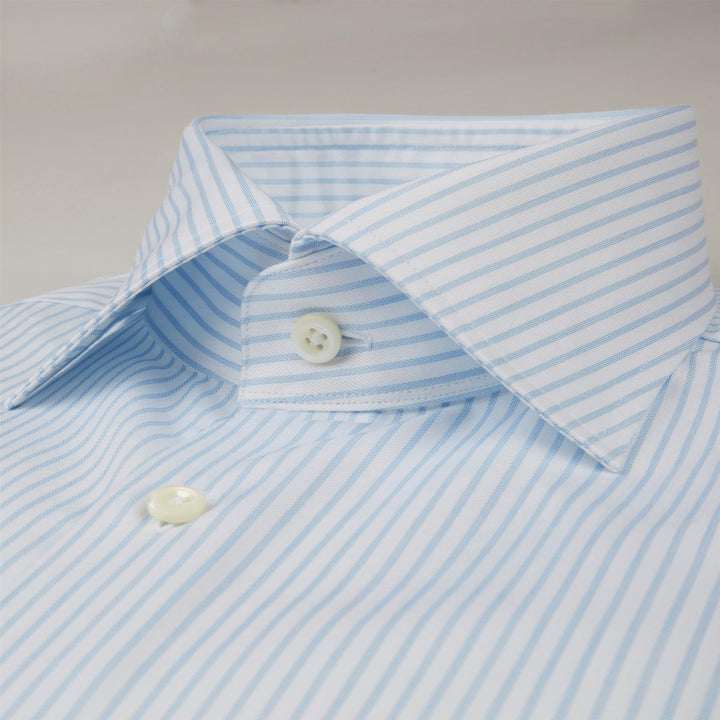 Fitted Body Twill Shirt French Cuffs Light Blue