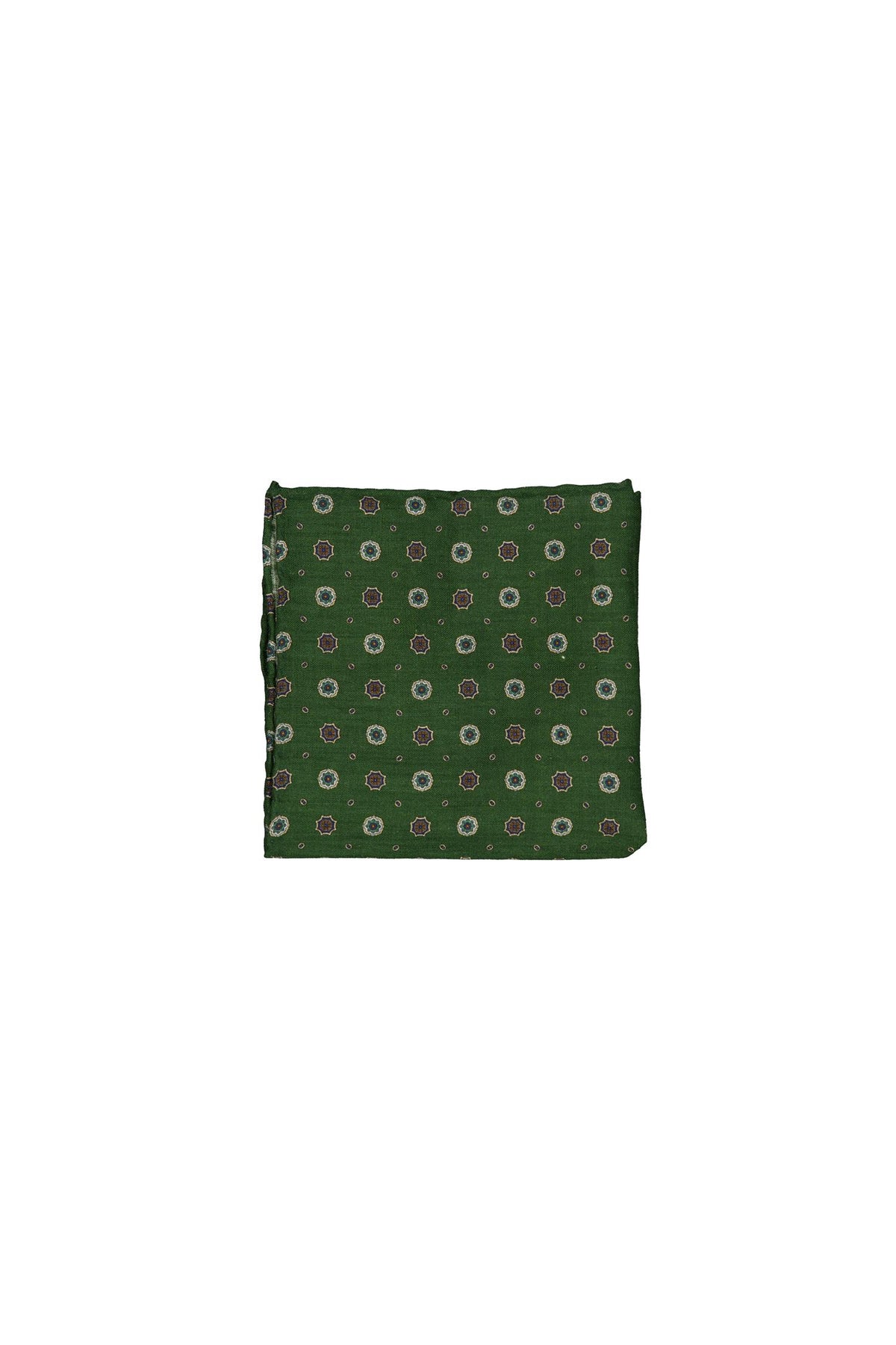 Wool Printed Hanky Green Pattern