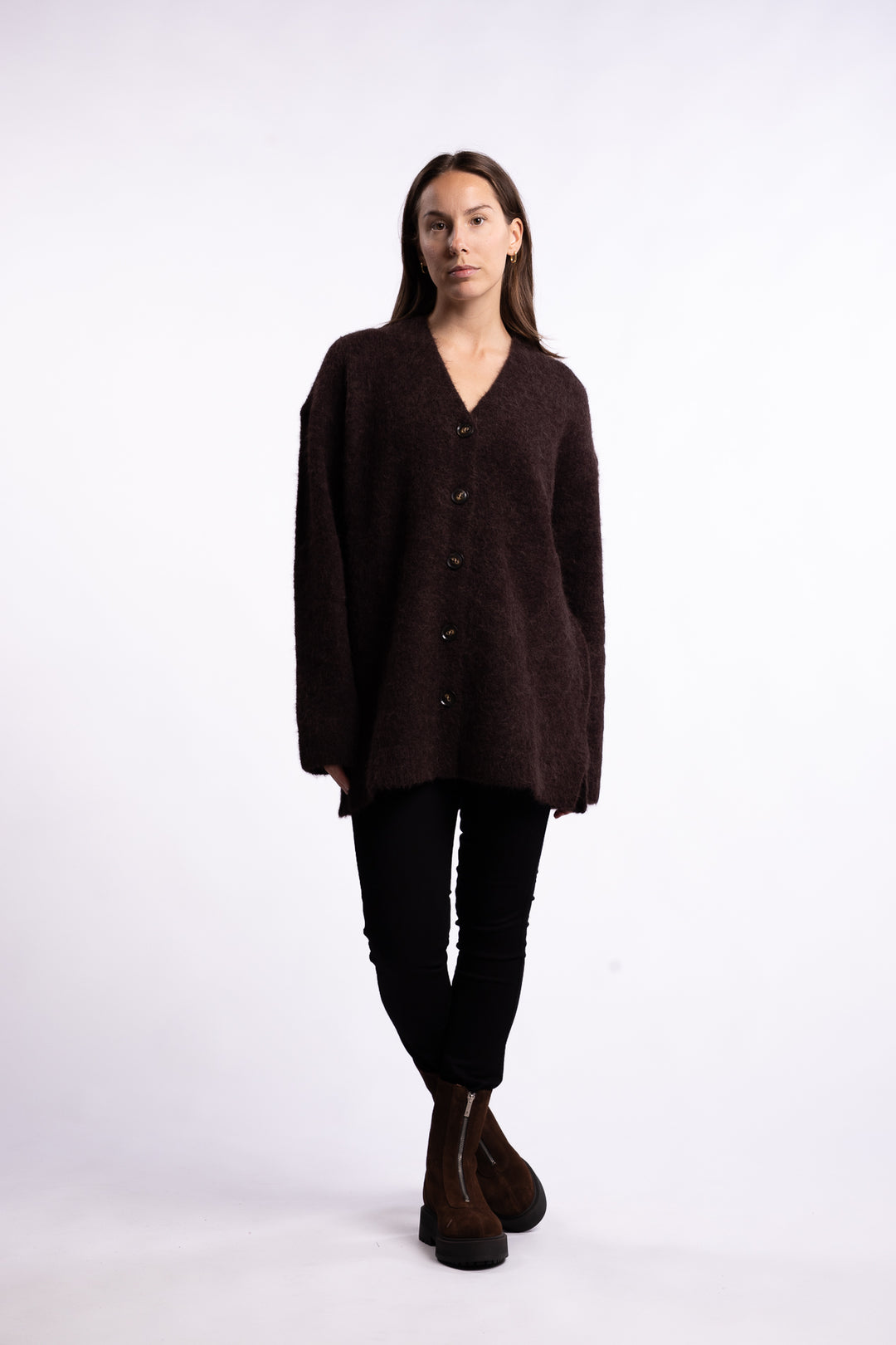 Paula Knit Cardigan - Dark Brown