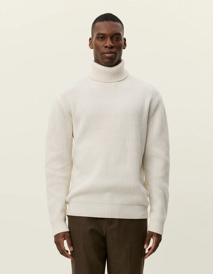 Eddie Wool Rib Rollneck Knit Ivory