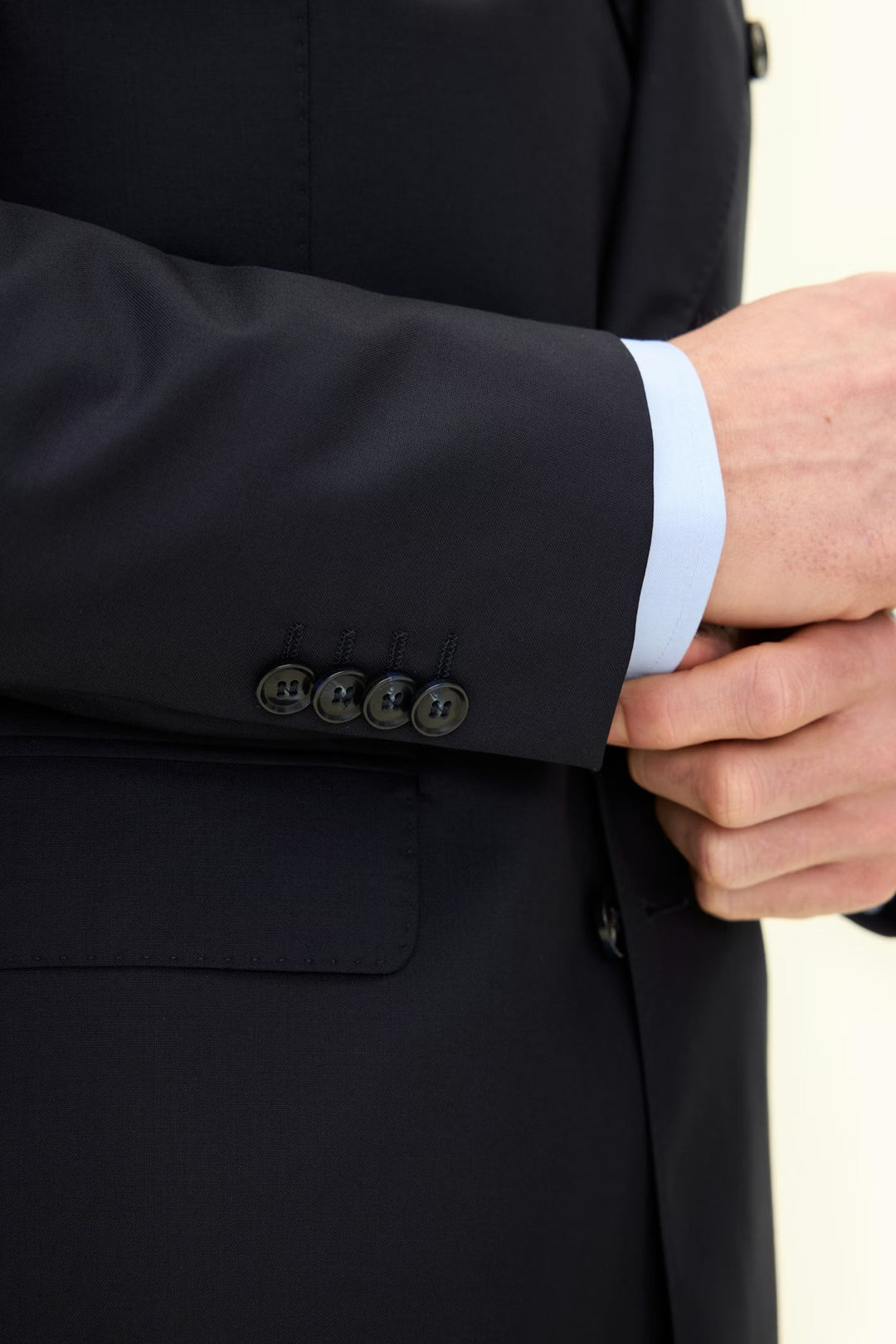 Farris Regular Fit Double Breasted Wool Blazer Dark Navy