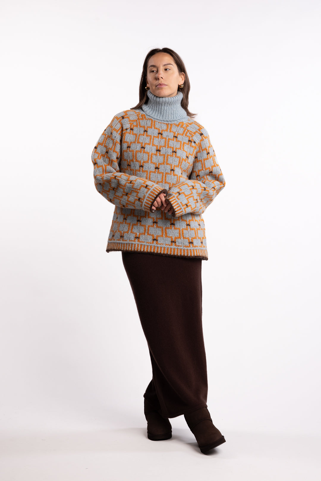 Norwegian Wool Turtleneck - Blue Mix