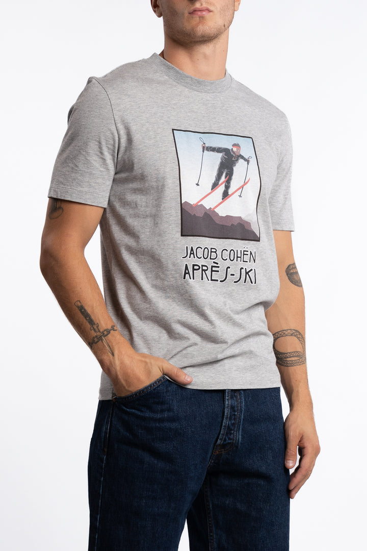 T-Shirt Collo Costina Mel. Medium Grey