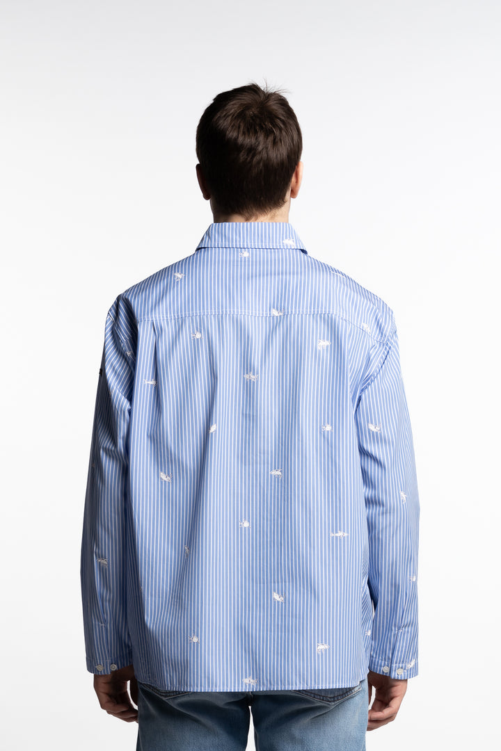 Shark Printed Cotton Shirt Blue