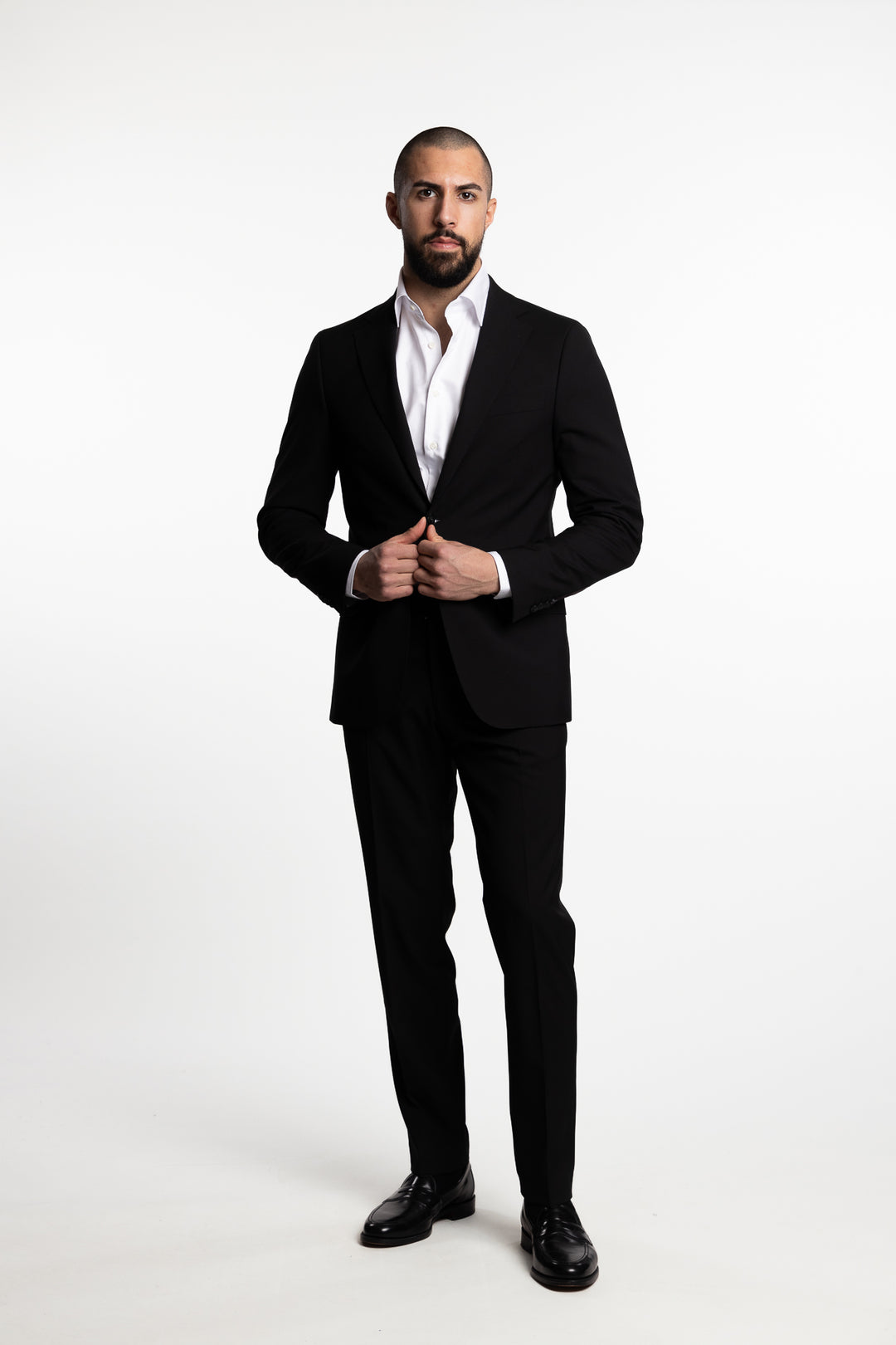 Denz Slim Fit Wool Trousers Black