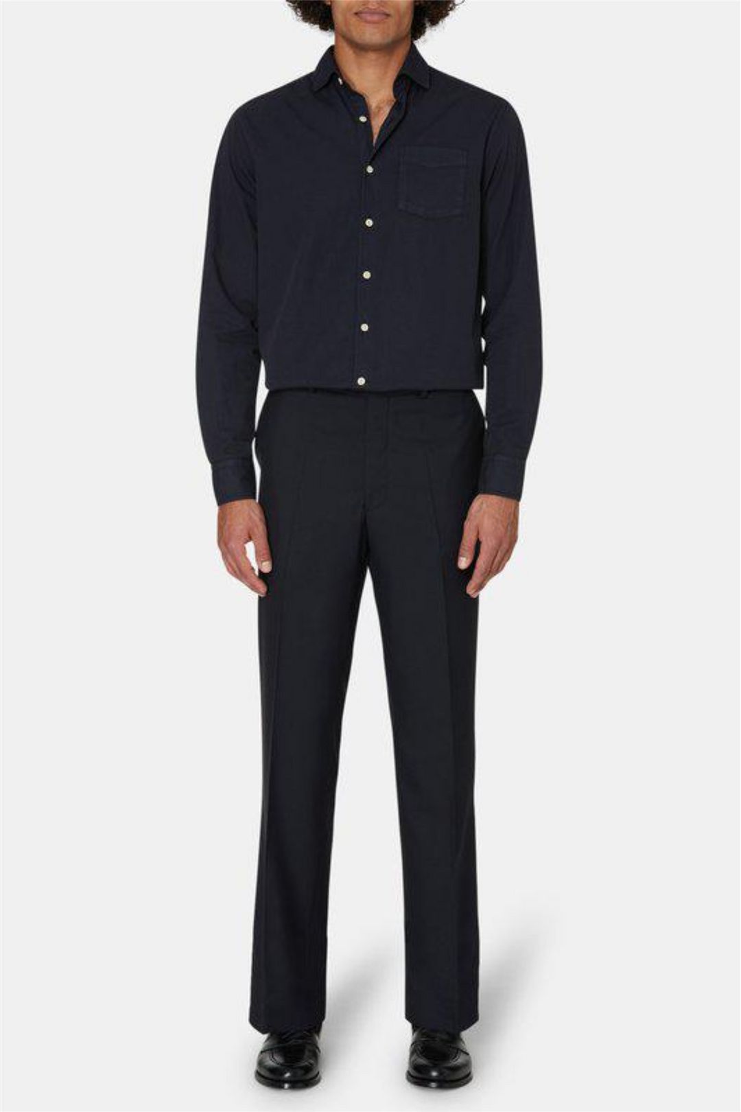 Del S Straight Fit Wool Trousers Navy