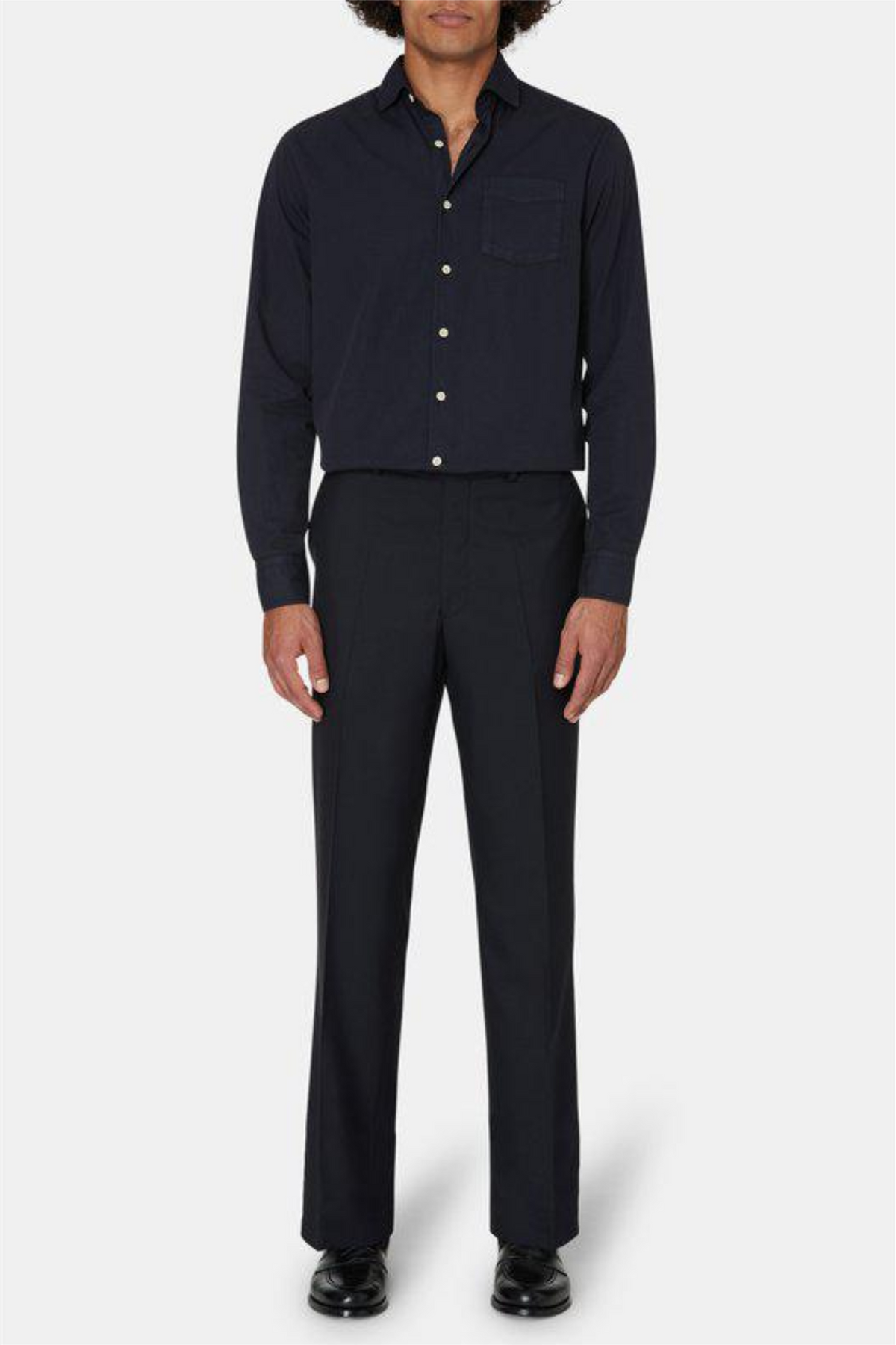 Del S Straight Fit Wool Trousers Navy