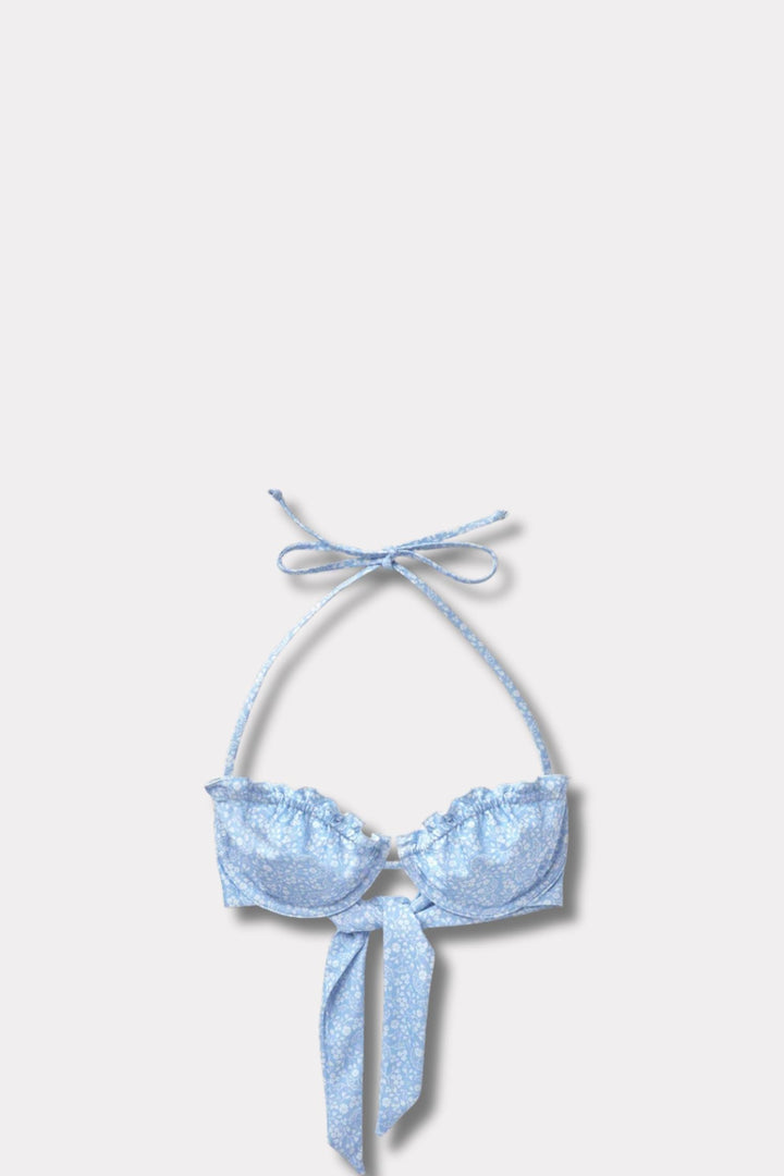 Lake Bikini Top- Light Blue Print