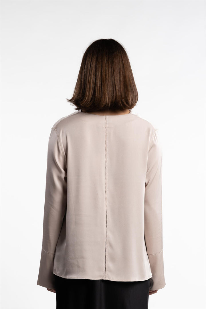 Zia Silk Blouse- Greige