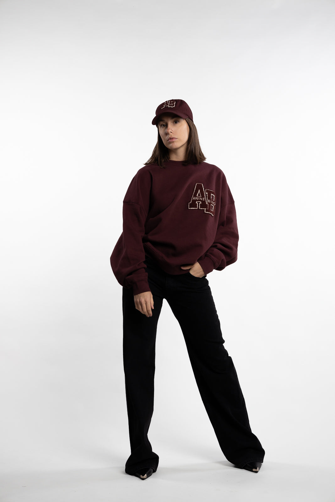 Miles Oversized Sweatshirt Letterman - Dark Burgundy