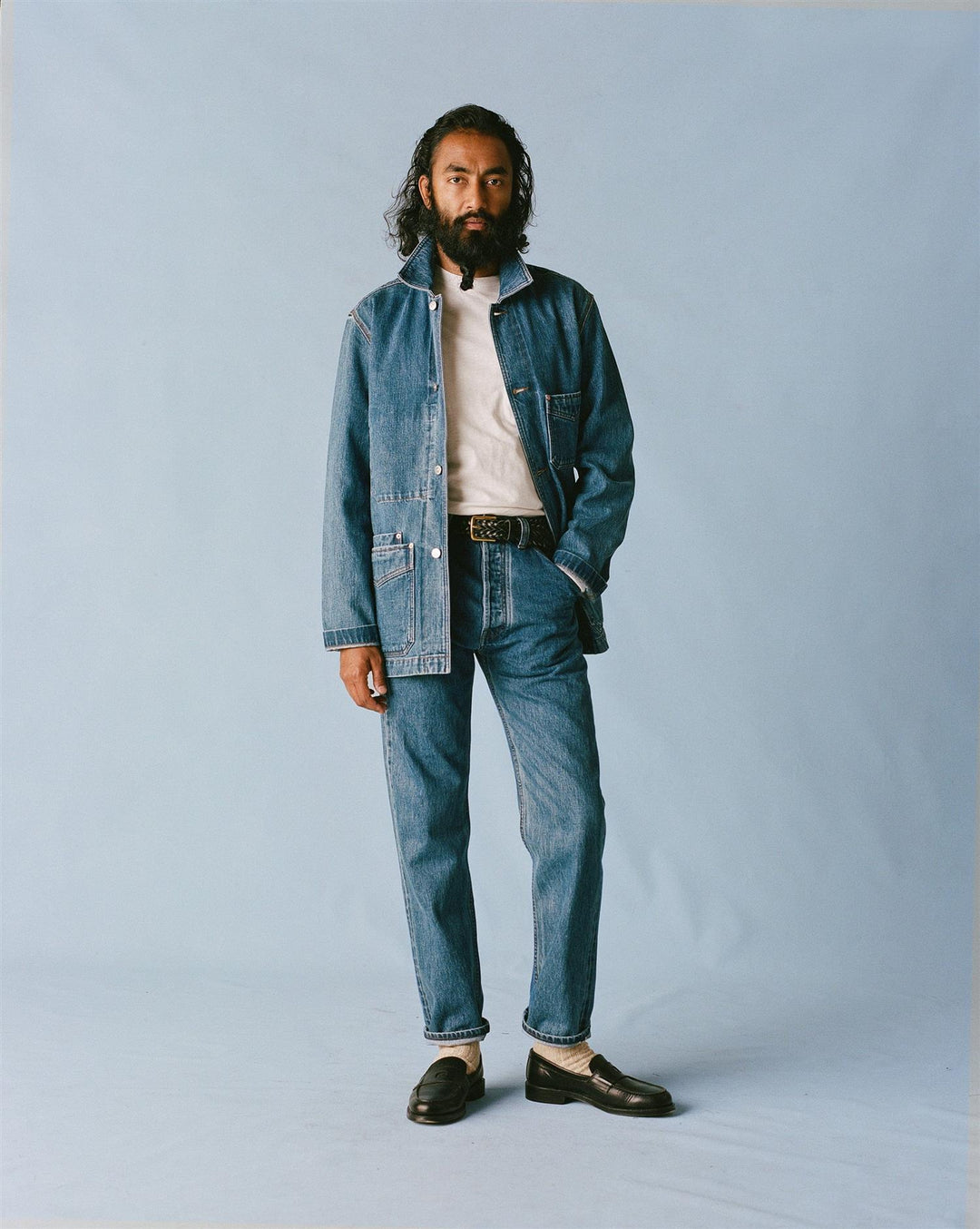 14,2 Oz 5-Pocket Mid-Waist Japanese Selvedge Denim Bleach Wash
