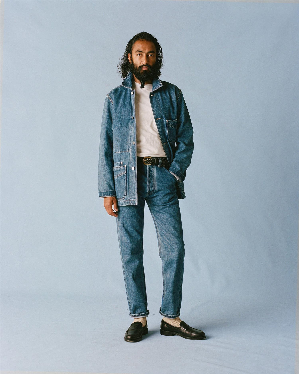 14,2 Oz 5-Pocket Mid-Waist Japanese Selvedge Denim Bleach Wash