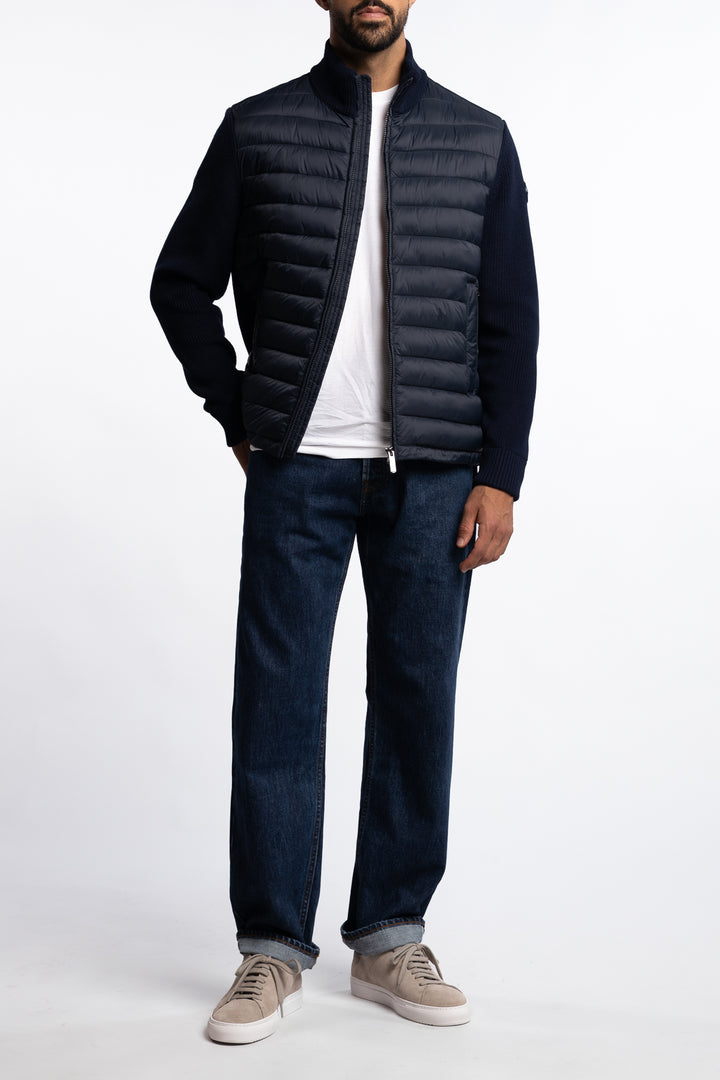 Multi Material Padded Hybrid Jacket Navy