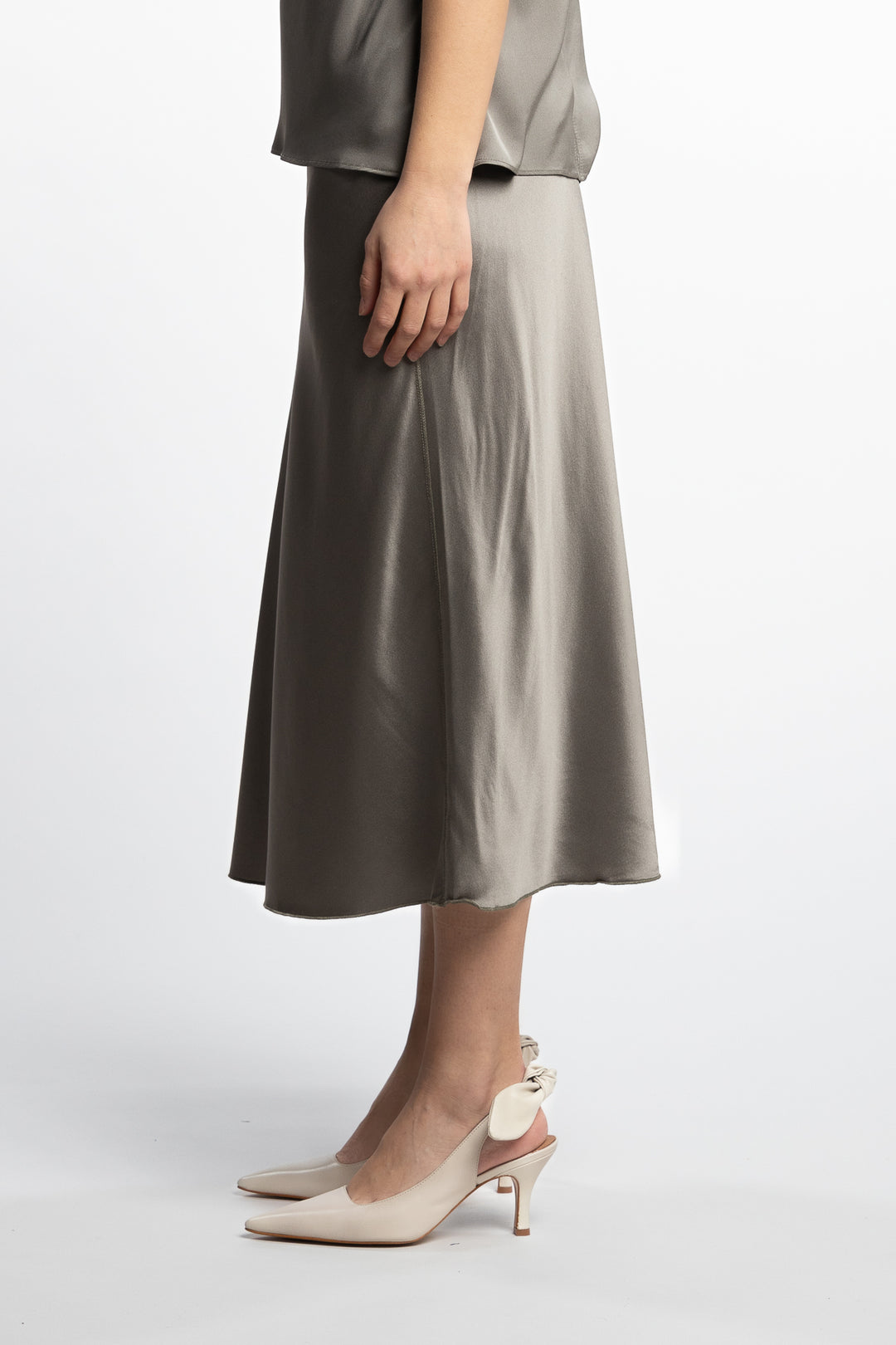 Hana Satin Skirt- Light military