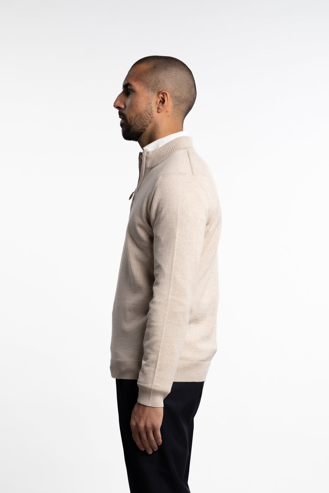 Merino Wool Half Zip Lt. Brown