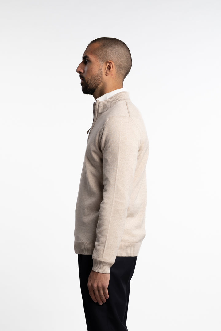 Merino Wool Half Zip Lt. Brown