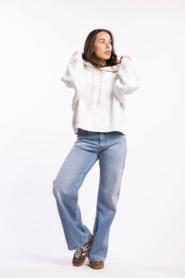 Logo Fleece Hoodie- Ice White