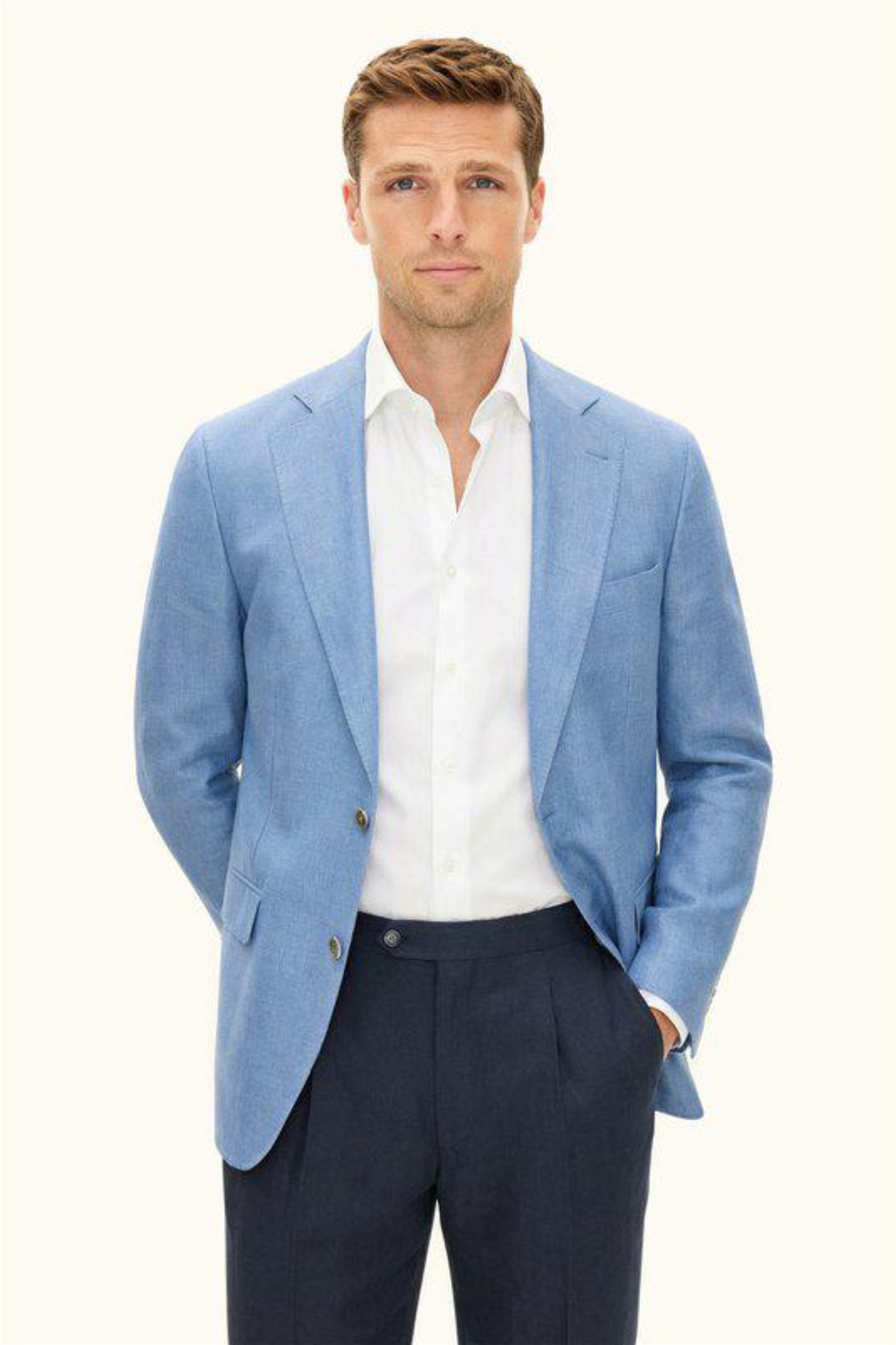 Ferry Soft Regular Fit Linen Blazer Blueberry Blue