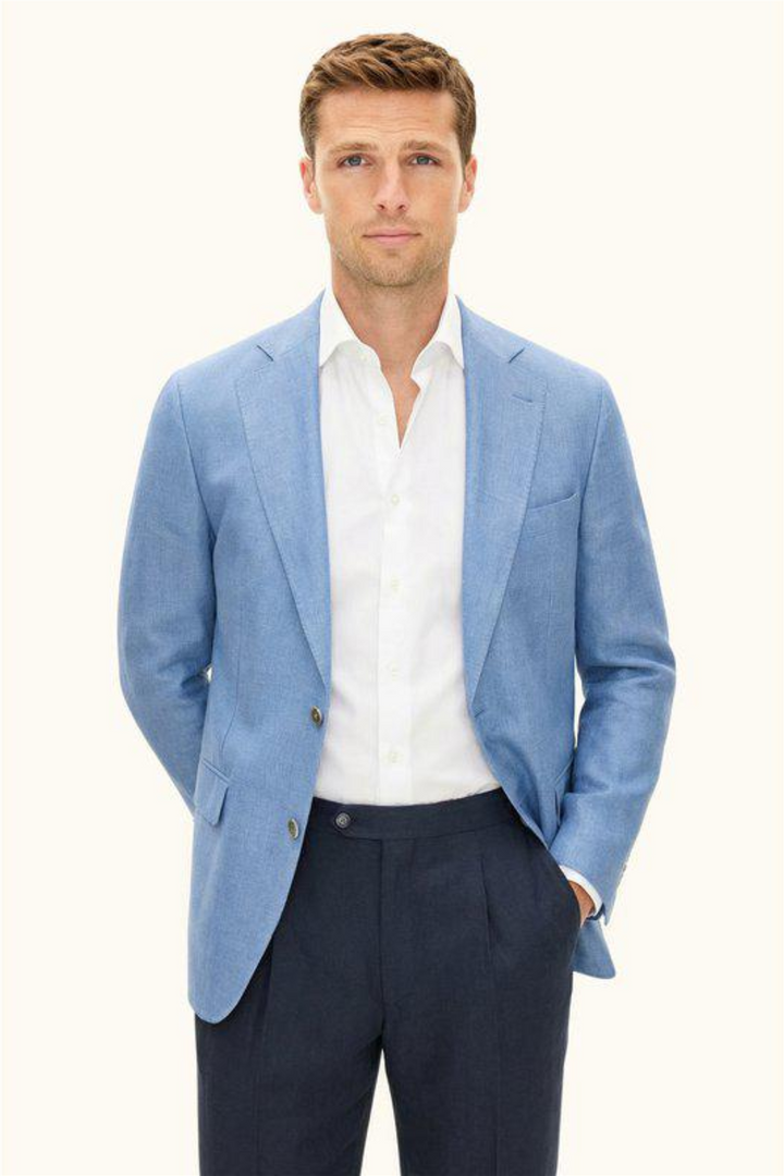 Ferry Soft Regular Fit Linen Blazer Blueberry Blue