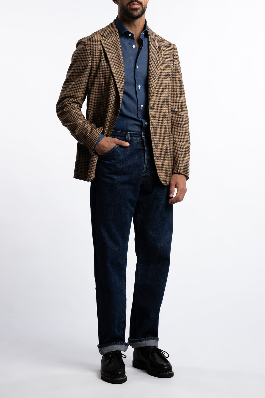 Roma Wool/Cashmere Regular Fit Blazer Brown Houndstooth